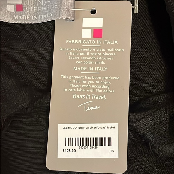 Tina Stephens Black Linen Jacket Classic Denim Style - Picture 13 of 14